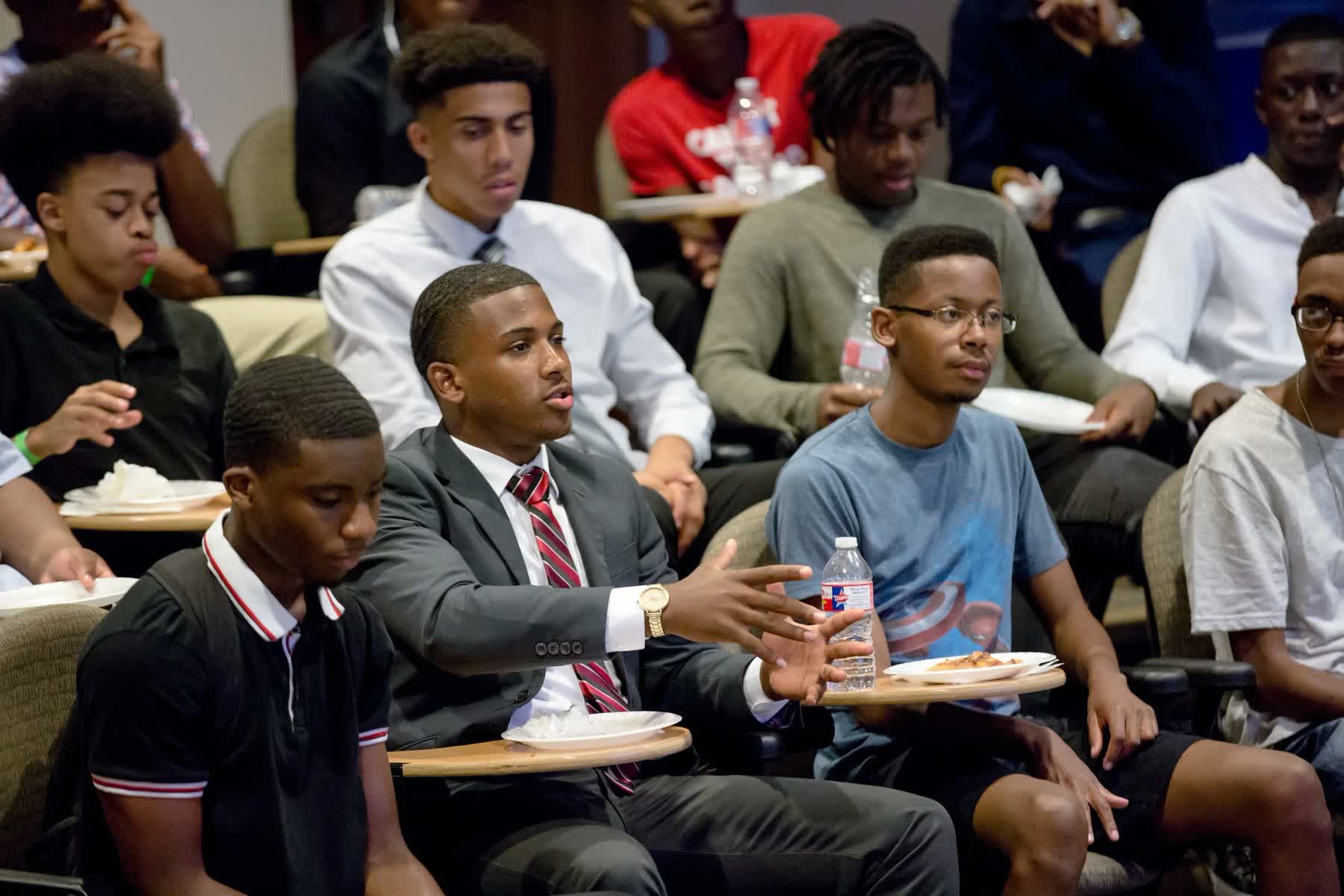 Young men taking part in an ELEVATE leadership session